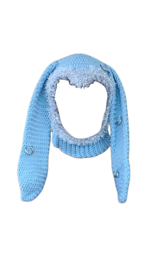 Ice Blue & Silver Balaclava With Bunny Ears