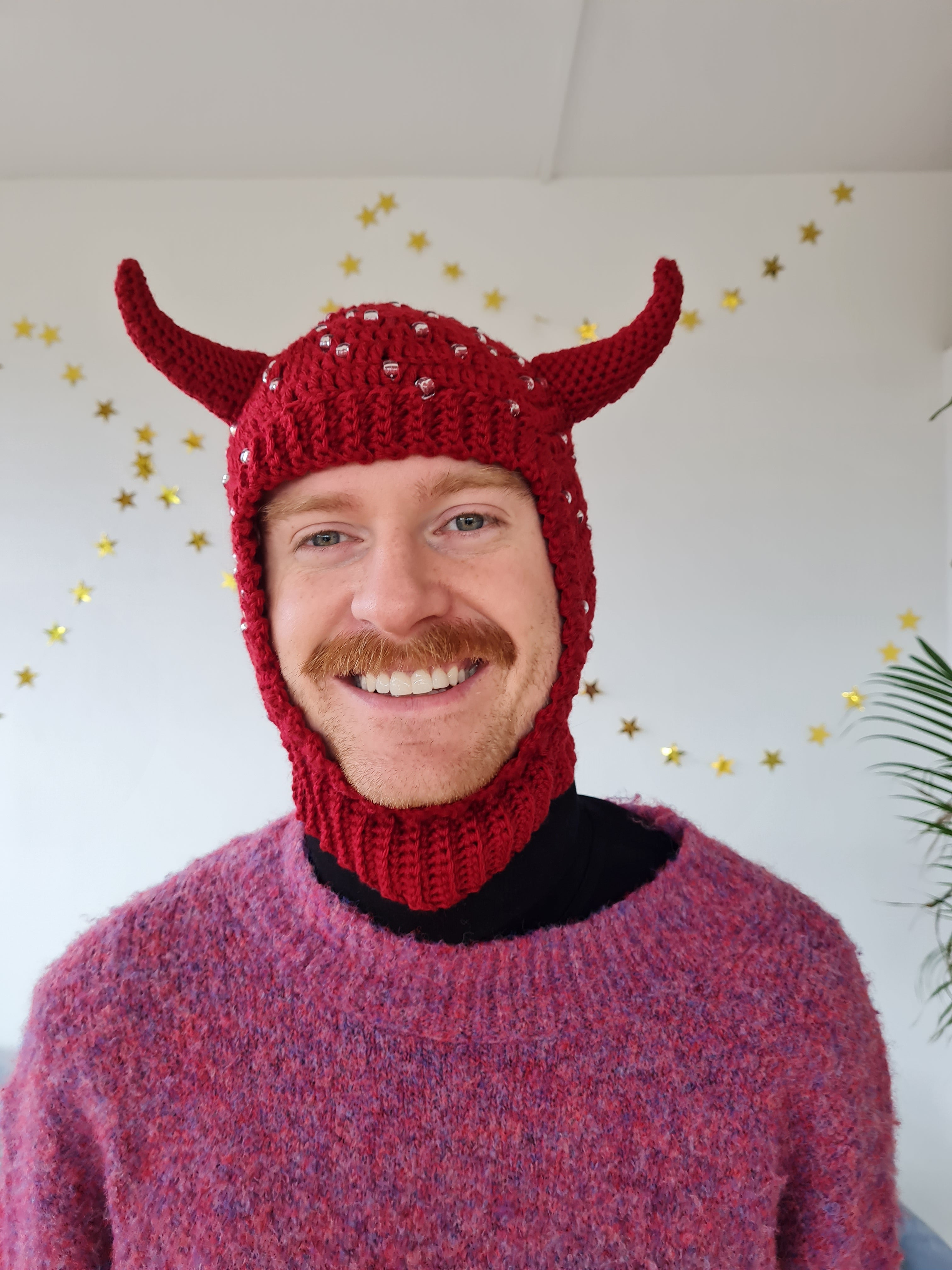 Demon/ Devil Beaded Balaclava - Red