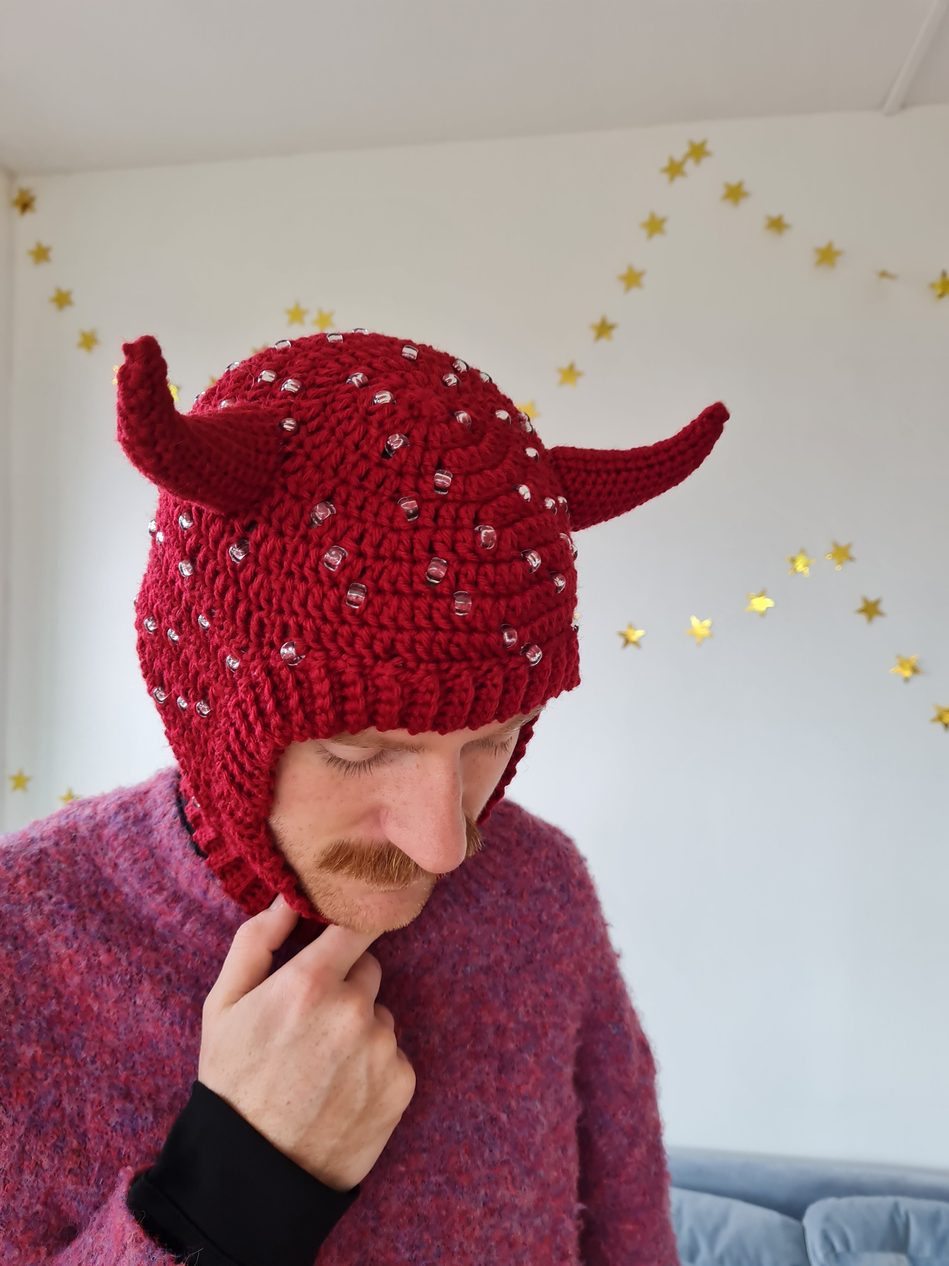 Demon/ Devil Beaded Balaclava - Red