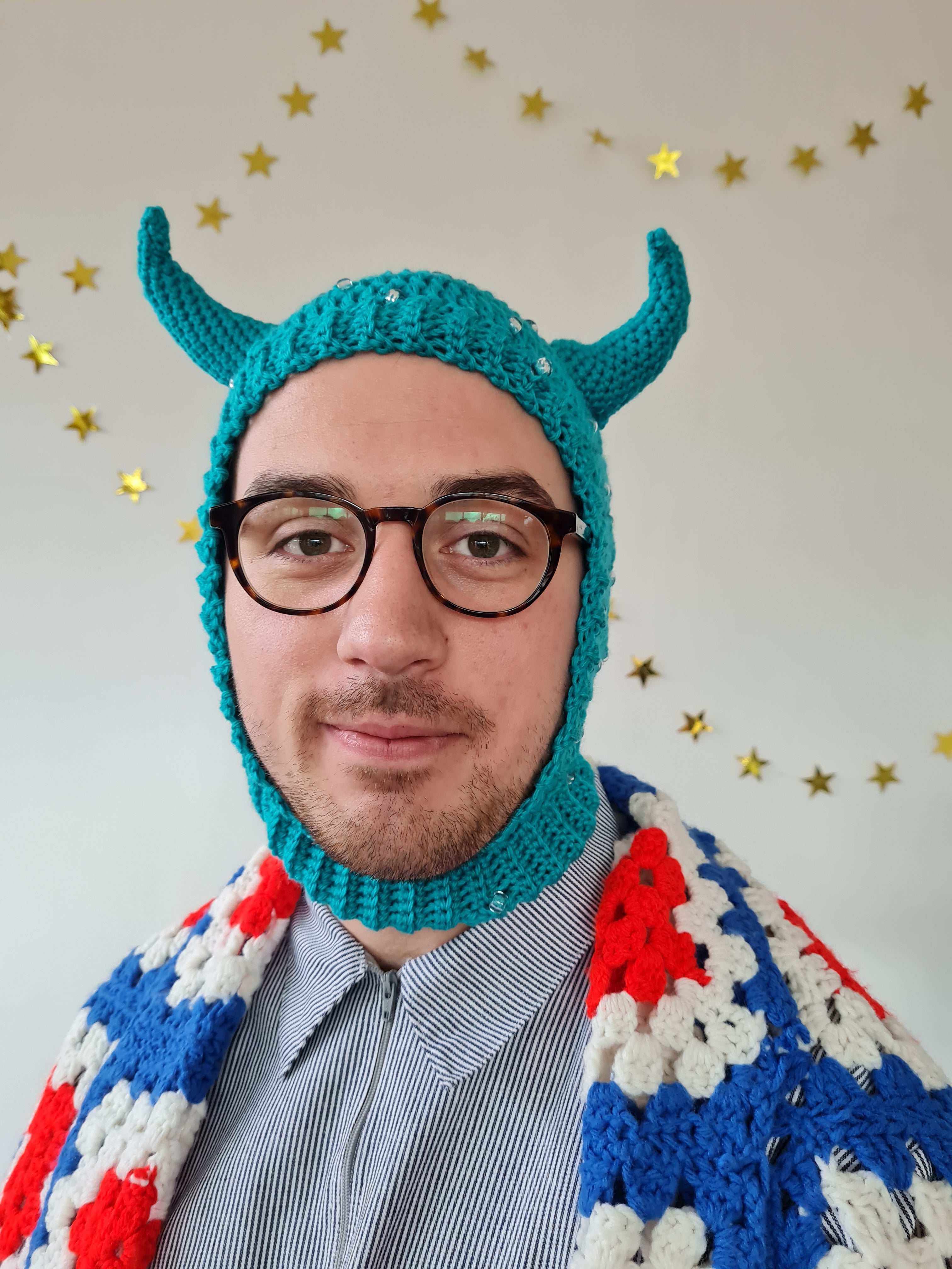 Demon/ Devil Beaded Balaclava - Teal