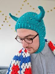 Demon/ Devil Beaded Balaclava - Teal