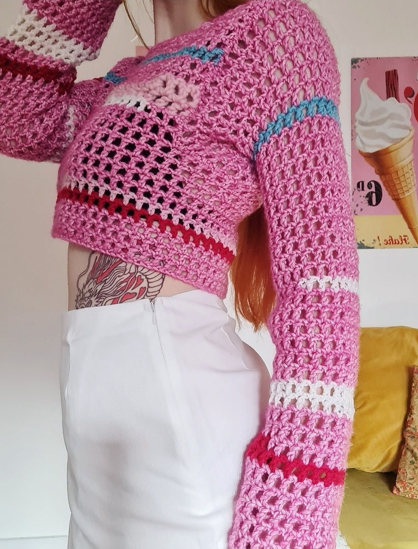 Mesh Long Sleeved Top Crochet Pattern