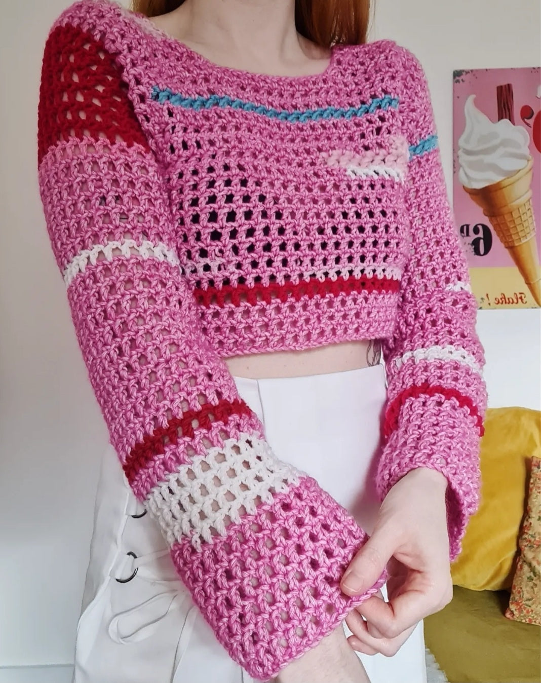 Mesh Long Sleeved Top Crochet Pattern